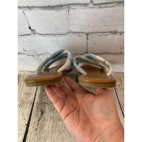 SHADE SHORE Women’s Blue Tie Dye Slip On Flat Sandals / Size: 5 - Picture 8 of 9